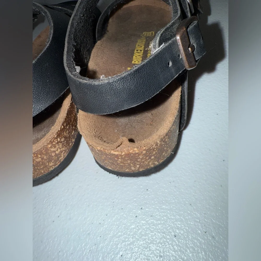 Birkenstock kids black leather three-strap slingback sandals unisex size 13